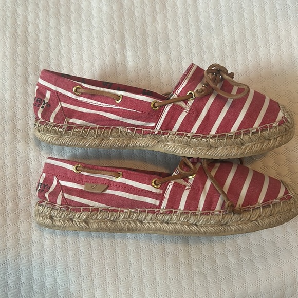 Sperry Top Siders Espadrille Flat Red White Striped 8.5 - Picture 2 of 7